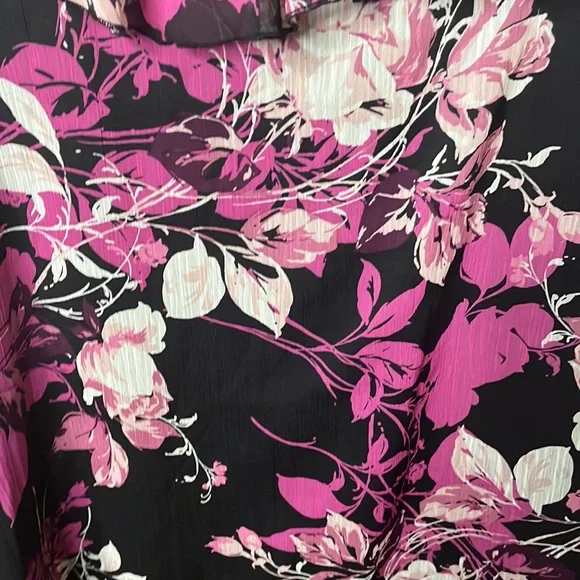 Roaman’s chiffon sheer arm sleeveless black underlies bodice pink black cream - Picture 5 of 14